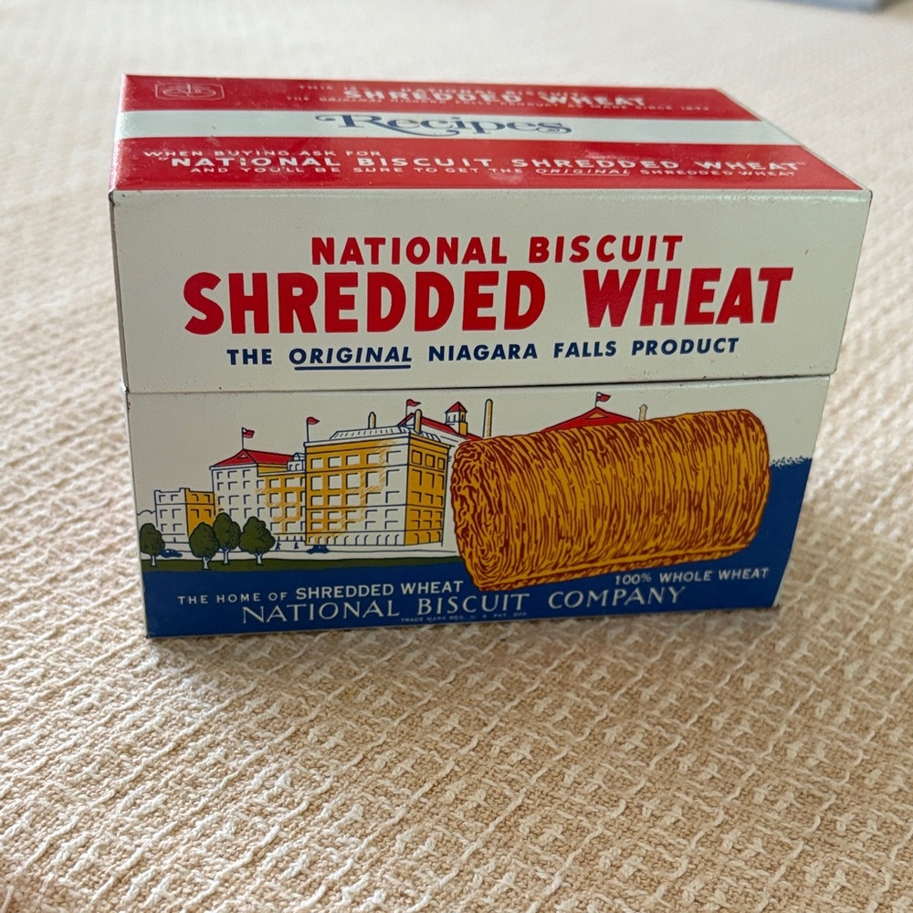 Vintage Shredded Wheat Tin Recipe Box